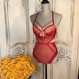 French Affair Padded Cup Crisscross Spaghetti Straps Flesh Lined NWT Bodysuit